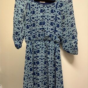 Blue Dolman Sleeve Sundress with Crew Neck